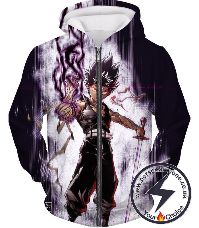 Yu Yu Hakusho Hiei Dragon of The Darkness Flame Zip Up Hoodie - Yu Yu Hakusho 3D Zip Up Hoodies And Clothing